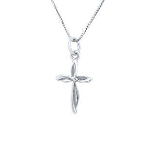 Delicate Cross Pendant Necklace Sterling Silver